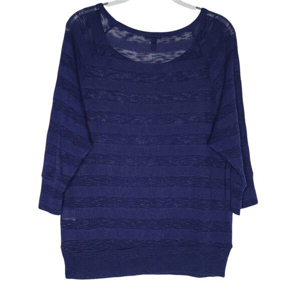 FANG Navy Shadow Striped 3/4 Sleeve Sweater, XL - Picture 4 of 10
